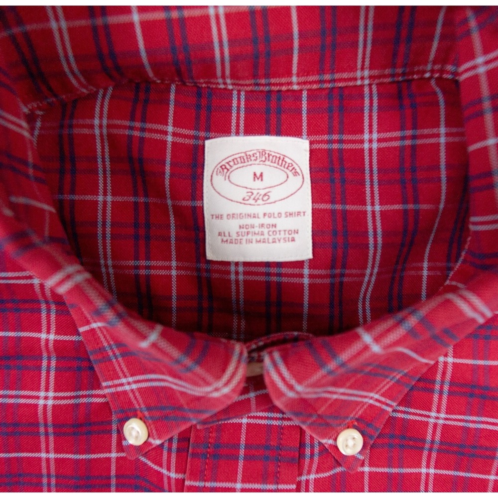 Brooks Brothers Shirt Mens Medium Red Button Down Oxford OCBD Check Preppy 346‎ - Picture 5 of 9